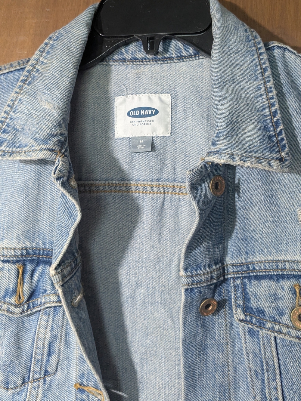 Old Navy Light Blue Denim Jacket with Sequined Leopard Motif - Picture 4 of 6